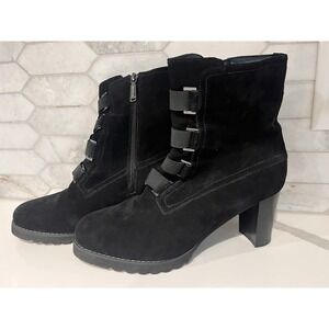 Womens Blondo Reilly Black Suede Waterproof‎ Zip Heeled Boots Booties Size 10 M